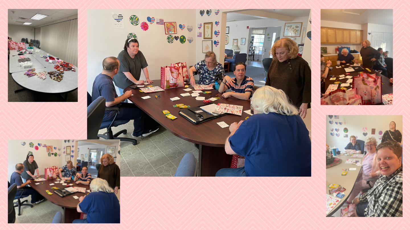 Images of people making Valentine gifts